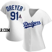 Jack Dreyer Women's Los Angeles Dodgers White Authentic Home 2024 World Series Champions Jersey