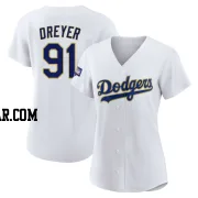 Jack Dreyer Women's Los Angeles Dodgers White/Gold Replica 2021 Gold Program Player Jersey