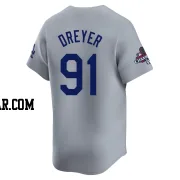 Jack Dreyer Youth Los Angeles Dodgers Gray Limited Away World Series Champions Jersey