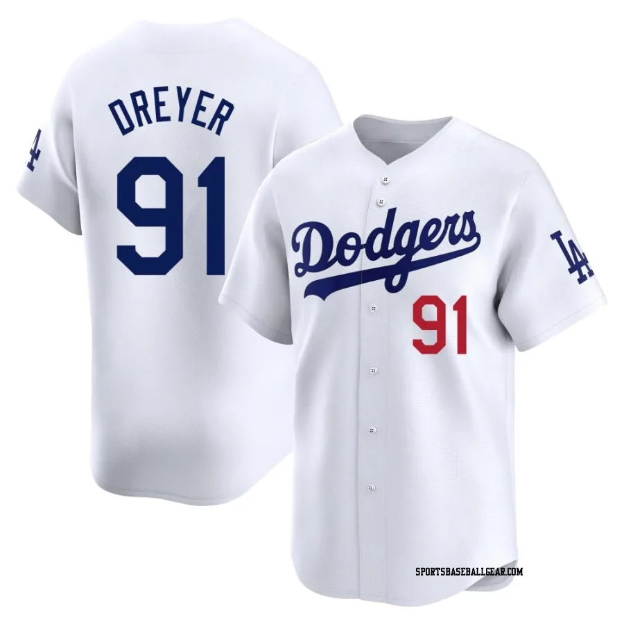 Jack Dreyer Youth Los Angeles Dodgers White Limited Home Jersey