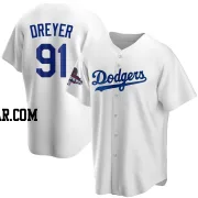 Jack Dreyer Youth Los Angeles Dodgers White Replica Home 2024 World Series Champions Jersey