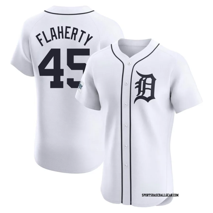 Jack Flaherty Men's Detroit Tigers White Elite Home Patch Jersey