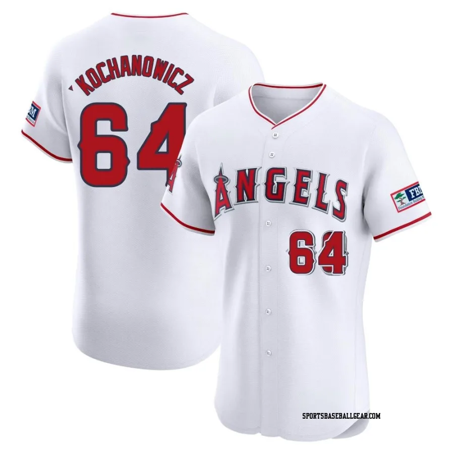 Jack Kochanowicz Men's Los Angeles Angels White Elite Home Patch Jersey