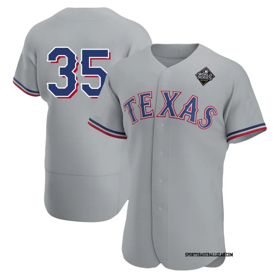 Jack Leiter Men's Texas Rangers Gray Authentic Road 2023 World Series Jersey