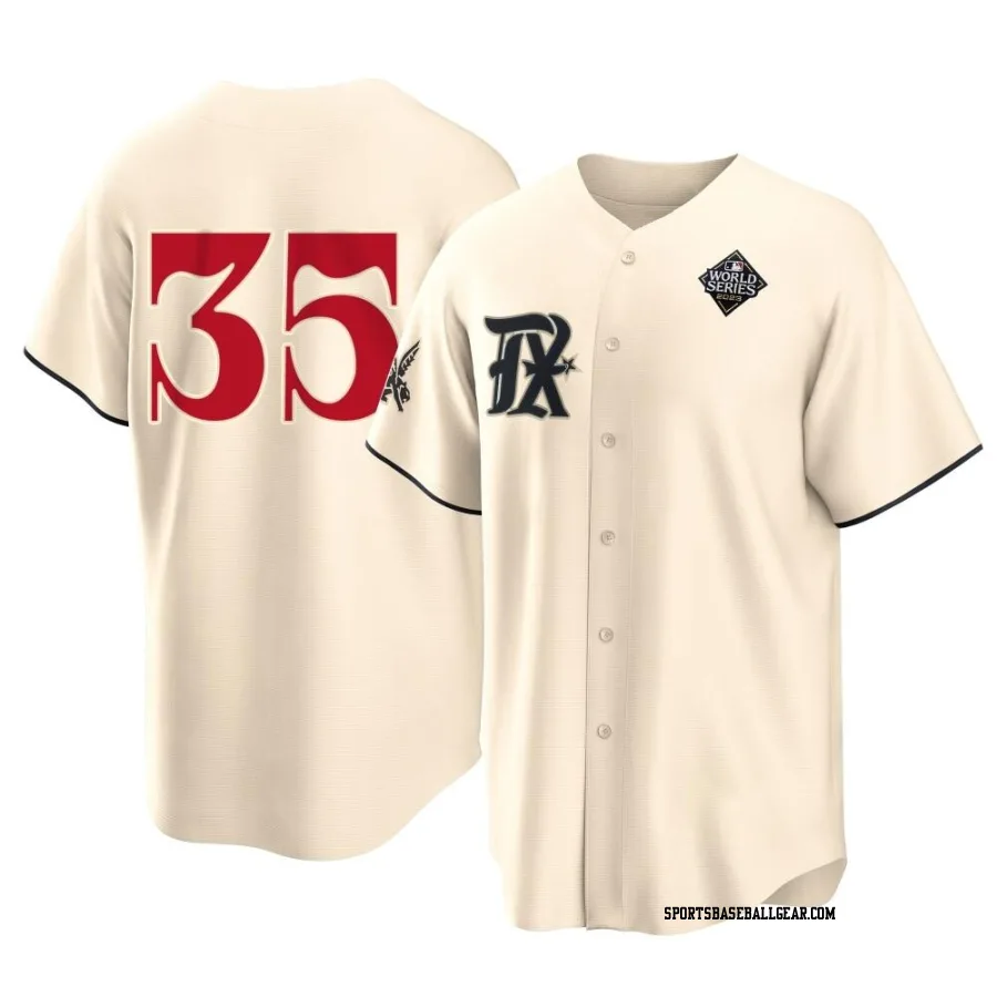 Jack Leiter Youth Texas Rangers Cream Replica 2023 City Connect 2023 World Series Jersey