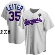 Jack Leiter Youth Texas Rangers White Replica Home Cooperstown Collection 2023 World Series Jersey