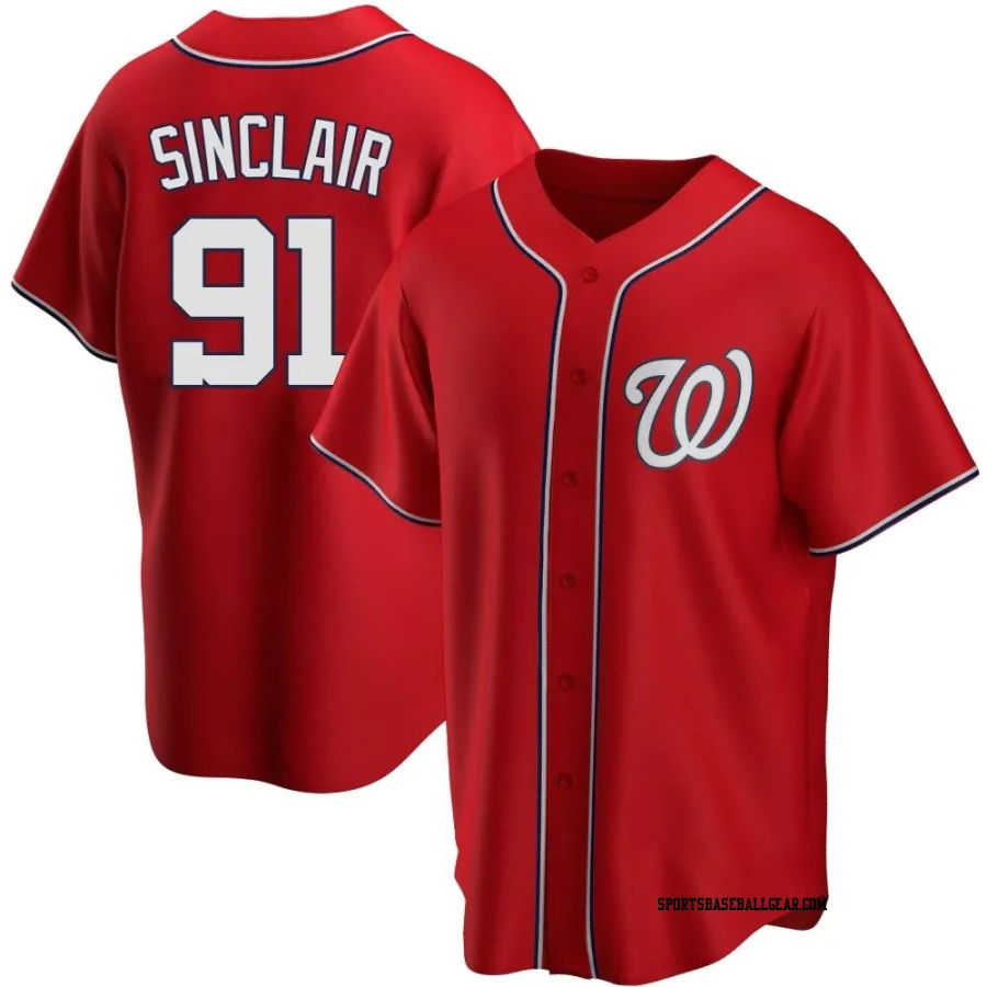 Jack Sinclair Men's Washington Nationals Red Replica Alternate Jersey