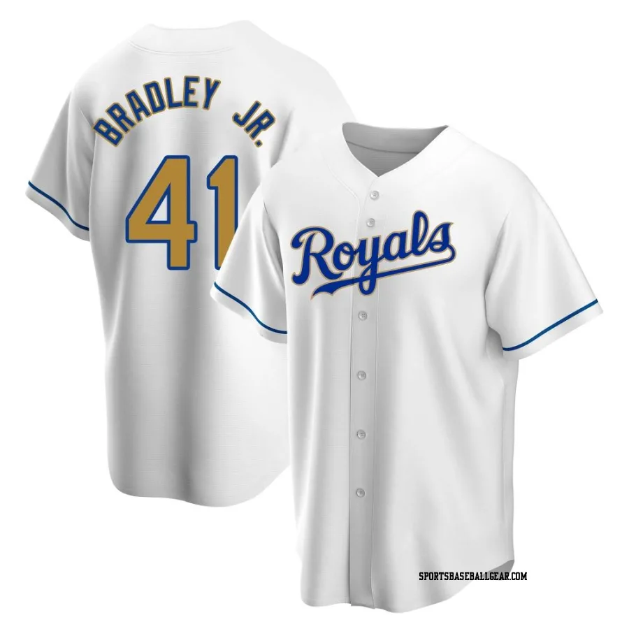 Jackie Bradley Jr. Men's Kansas City Royals Gold Replica White Home Jersey