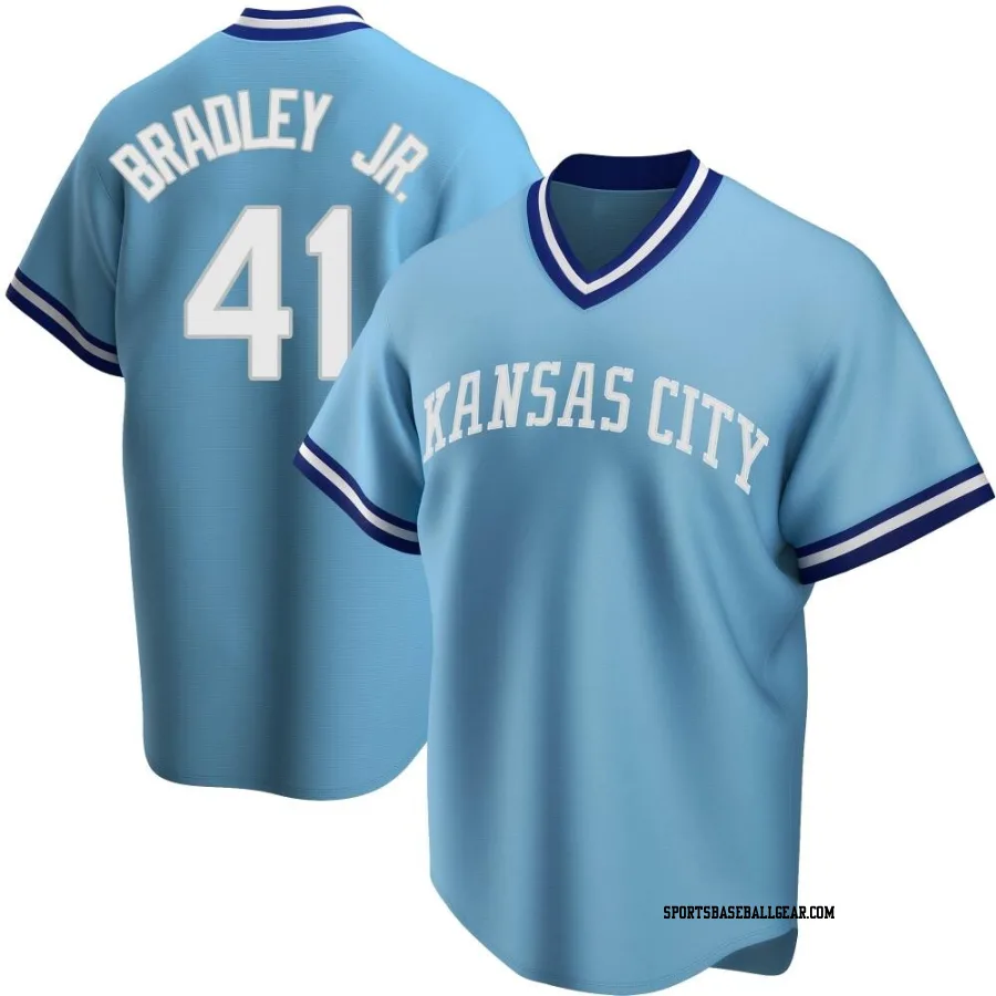 Jackie Bradley Jr. Men's Kansas City Royals Light Blue Replica Road Cooperstown Collection Jersey