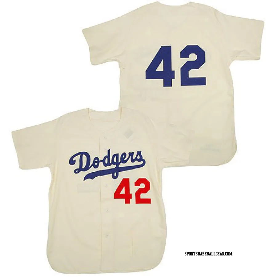 Jackie Robinson Men's Los Angeles Dodgers Cream Replica Throwback Jersey