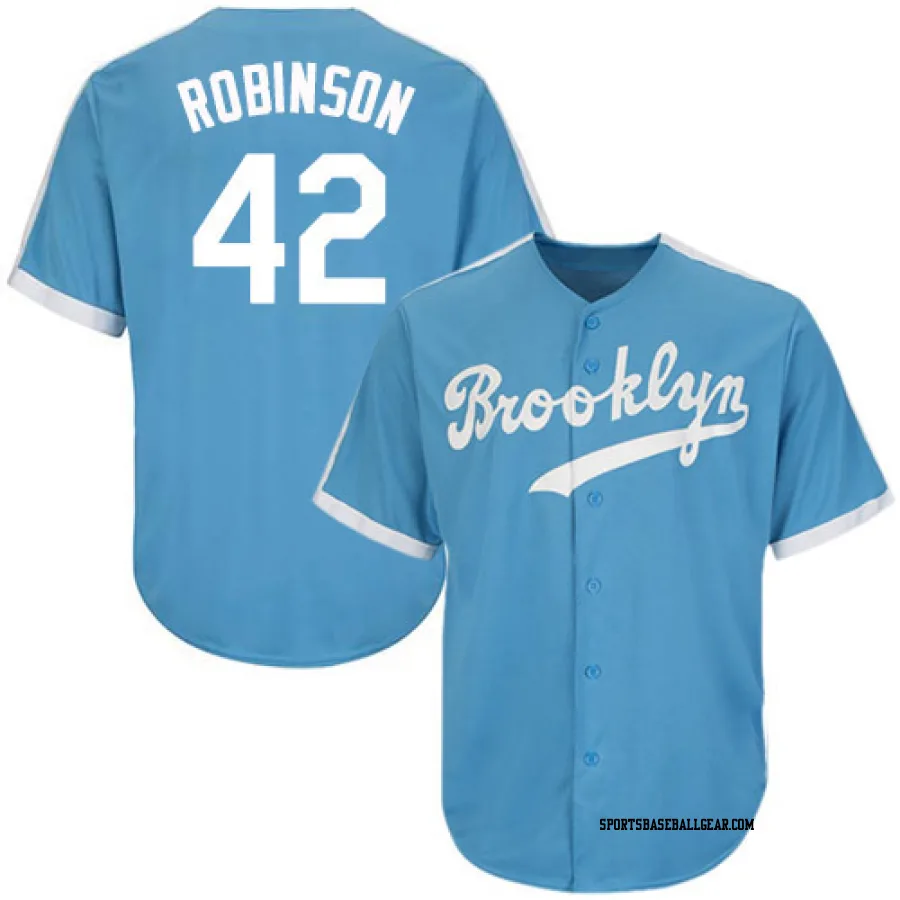 Jackie Robinson Men's Los Angeles Dodgers Light Blue Replica Throwback Jersey