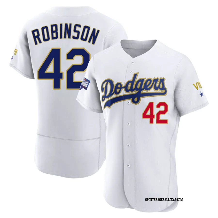 Jackie Robinson Men's Los Angeles Dodgers White/Gold Authentic 2021 Gold Program Player Jersey