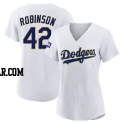 Jackie Robinson Women's Los Angeles Dodgers White/Gold Authentic 2021 Gold Program Player Jersey