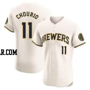 Jackson Chourio Men's Milwaukee Brewers Cream Elite Home Jersey