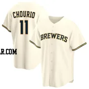 Jackson Chourio Men's Milwaukee Brewers Cream Replica Home Jersey