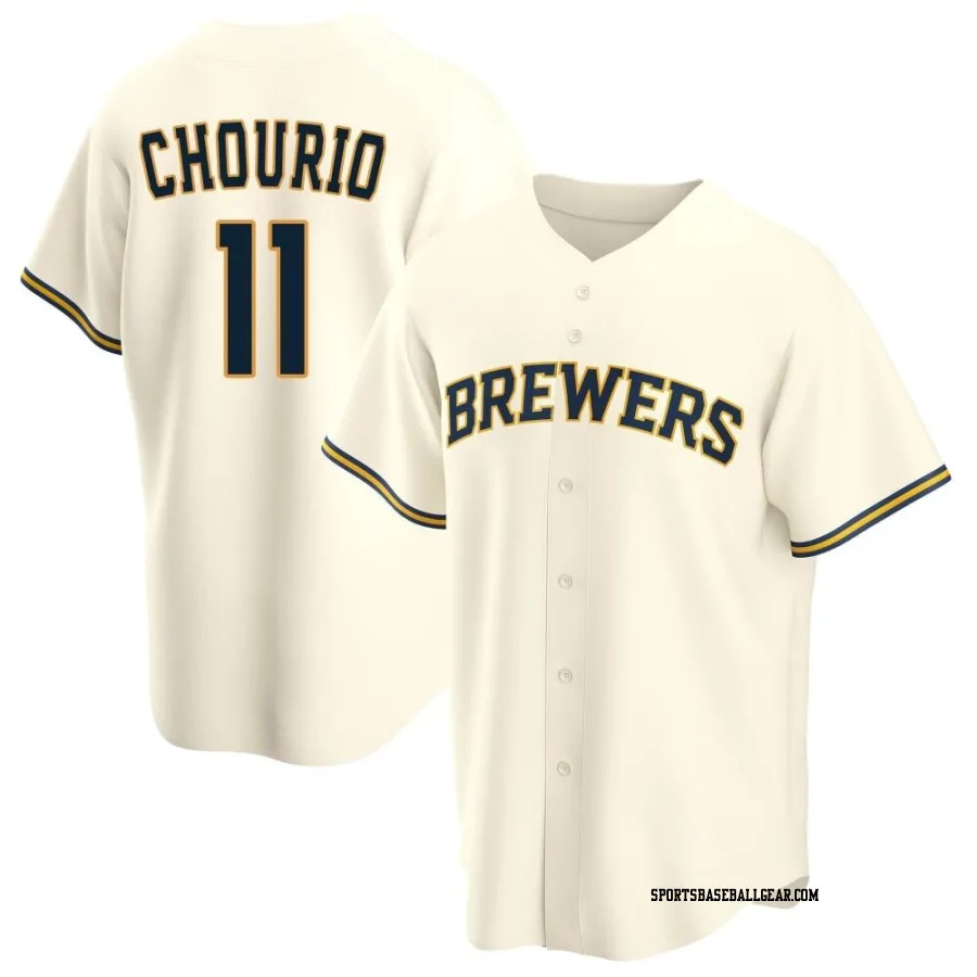 Jackson Chourio Men's Milwaukee Brewers Cream Replica Home Jersey