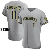 Jackson Chourio Men's Milwaukee Brewers Gray Authentic Road Jersey