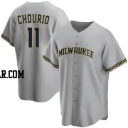 Jackson Chourio Men's Milwaukee Brewers Gray Replica Road Jersey