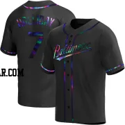 Jackson Holliday Men's Baltimore Orioles Black Holographic Replica Alternate Jersey