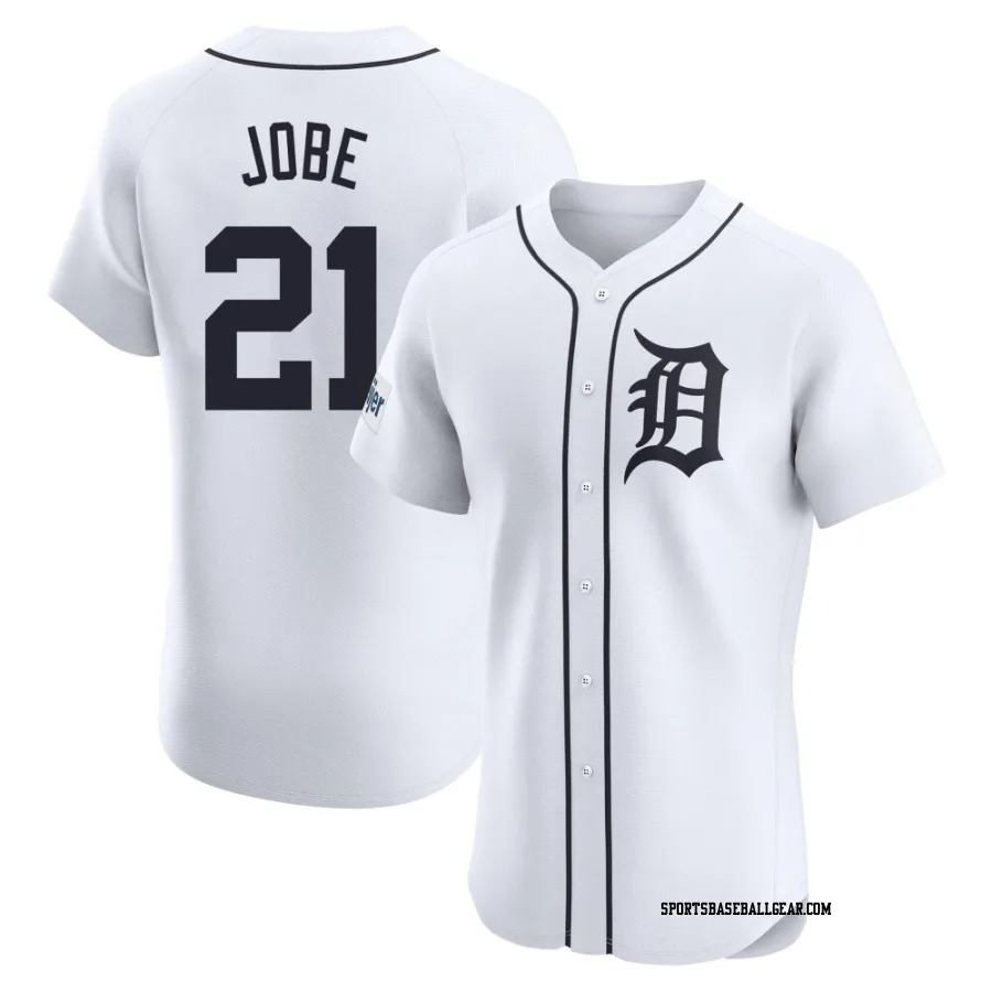 Jackson Jobe Men's Detroit Tigers White Elite Home Patch Jersey