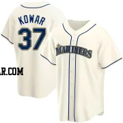 Jackson Kowar Men's Seattle Mariners Cream Replica Alternate Jersey