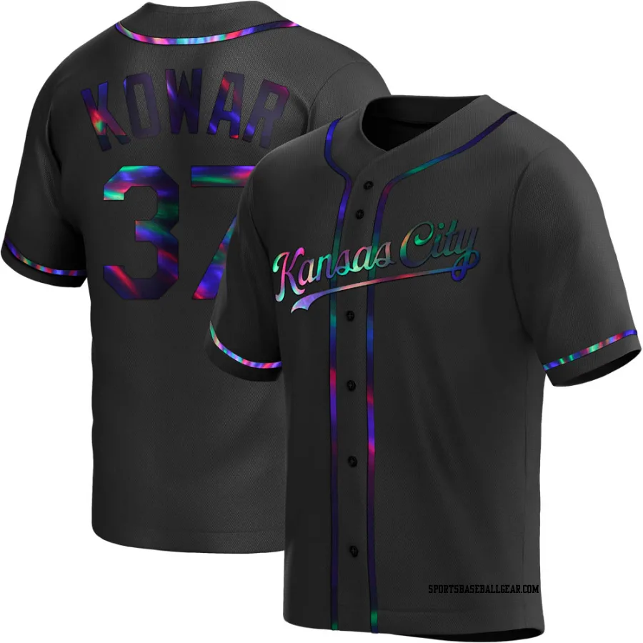 Jackson Kowar Youth Kansas City Royals Black Holographic Replica Alternate Jersey