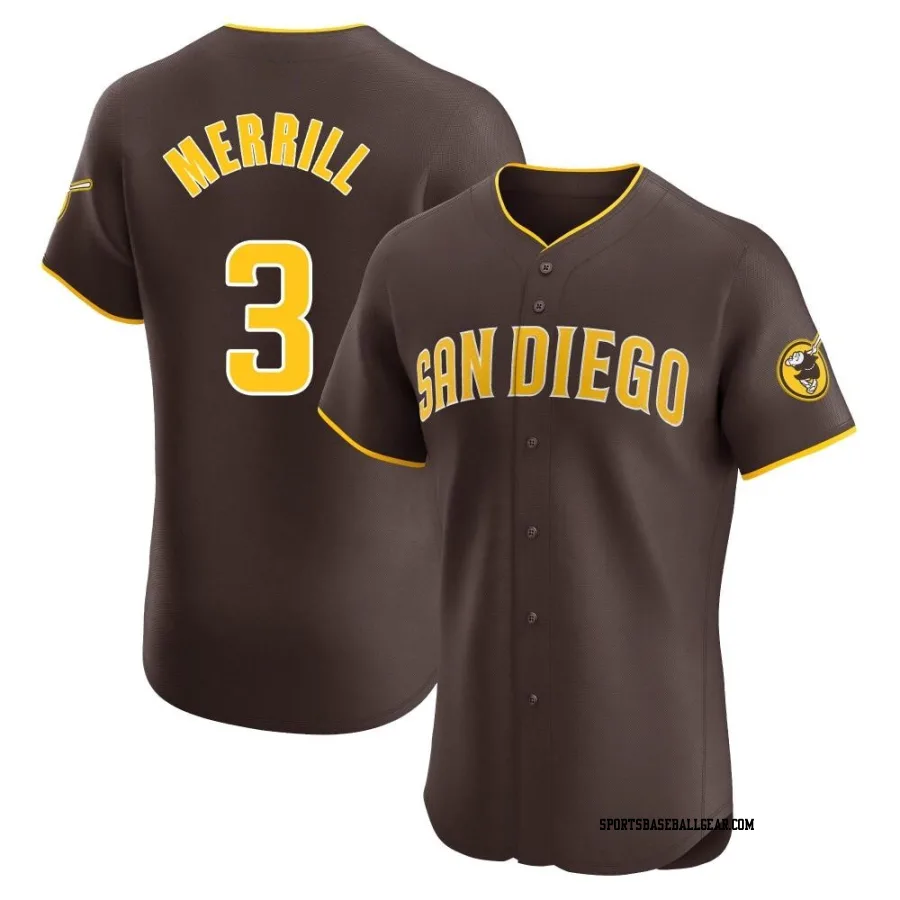 Jackson Merrill Men's San Diego Padres Brown Elite Road Vapor Premier Jersey