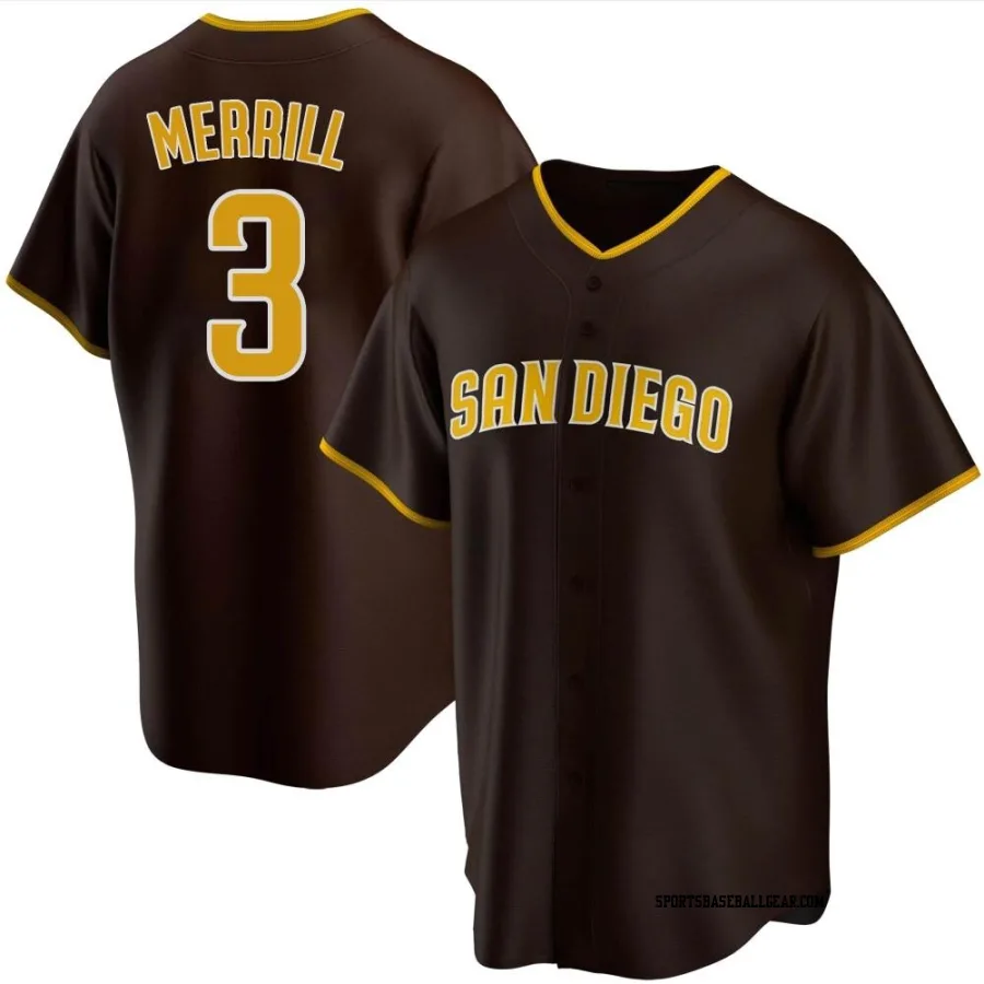 Jackson Merrill Men's San Diego Padres Brown Replica Road Jersey