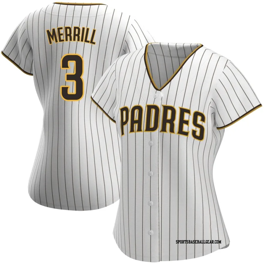 Jackson Merrill Women's San Diego Padres White/Brown Replica Home Jersey