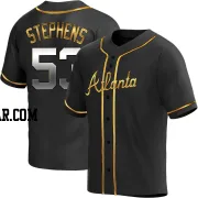 Jackson Stephens Men's Atlanta Braves Black Golden Replica Alternate Jersey