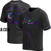 Jackson Stephens Men's Atlanta Braves Black Holographic Replica Alternate Jersey