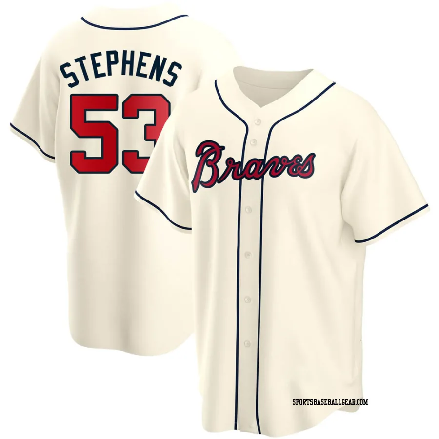 Jackson Stephens Men's Atlanta Braves Cream Replica Alternate Jersey