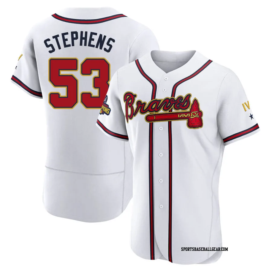 Jackson Stephens Men's Atlanta Braves Gold Authentic White 2022 Program Jersey