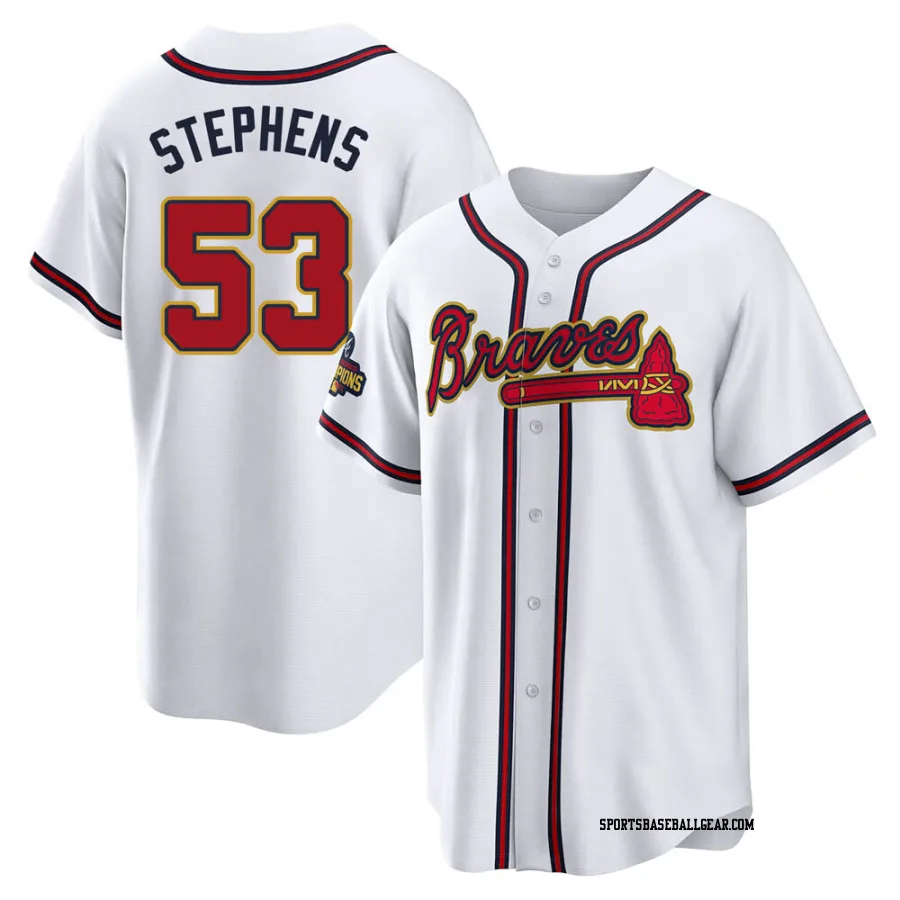 Jackson Stephens Youth Atlanta Braves Gold Replica White 2022 Program Jersey