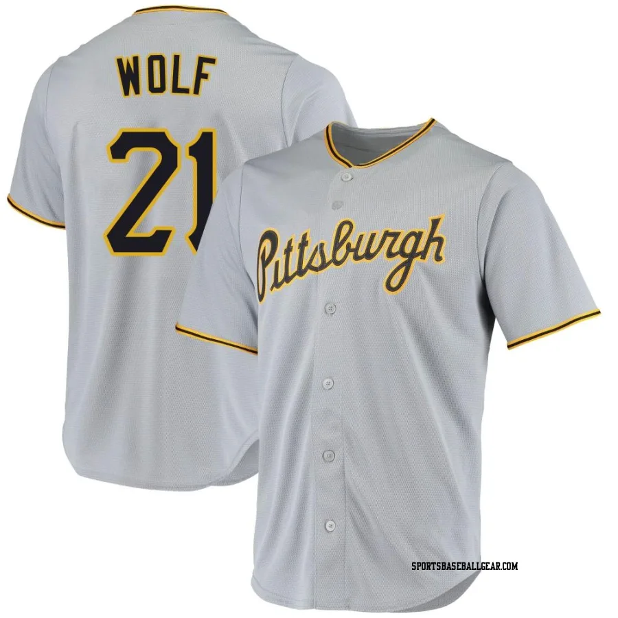 Jackson Wolf Men's Pittsburgh Pirates Gray Replica Road Jersey