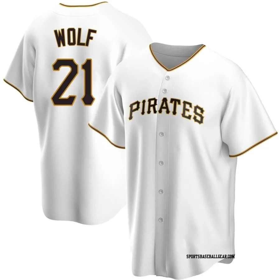 Jackson Wolf Men's Pittsburgh Pirates White Replica Home Jersey