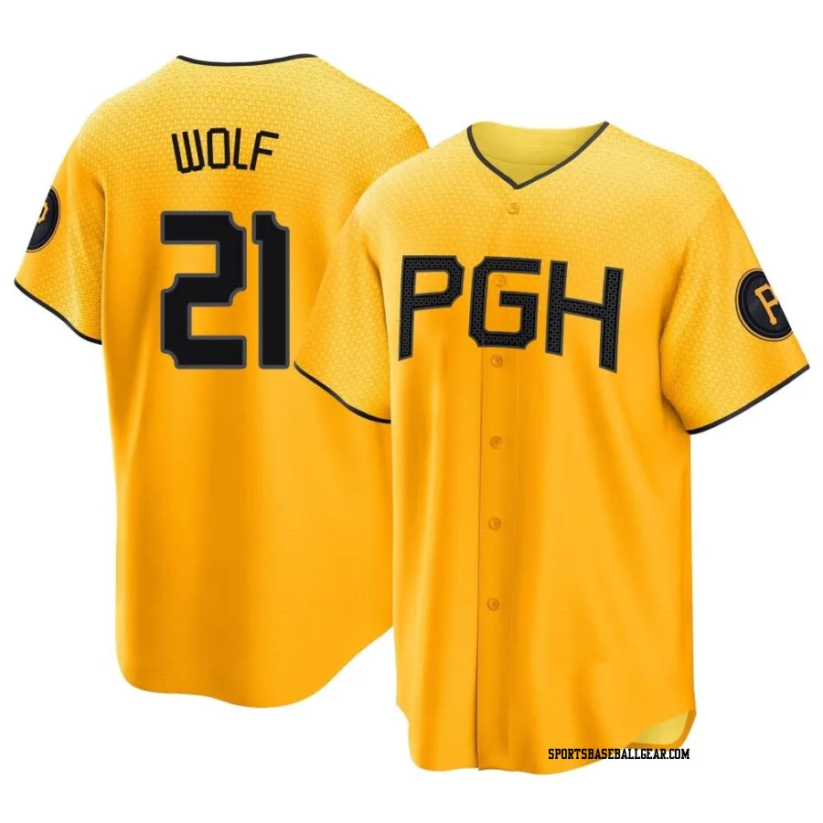 Jackson Wolf Youth Pittsburgh Pirates Gold Replica 2023 City Connect Jersey