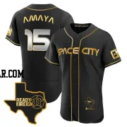 Jacob Amaya Men's Houston Astros Black/Gold Authentic 2023 Space City Ready 2 Reign Flex Base Jersey