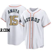 Jacob Amaya Men's Houston Astros Gold Replica White 2023 Collection Jersey