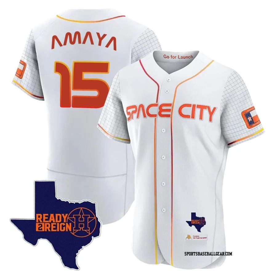 Jacob Amaya Men's Houston Astros White Authentic 2023 Space City Ready 2 Reign Flex Base Jersey