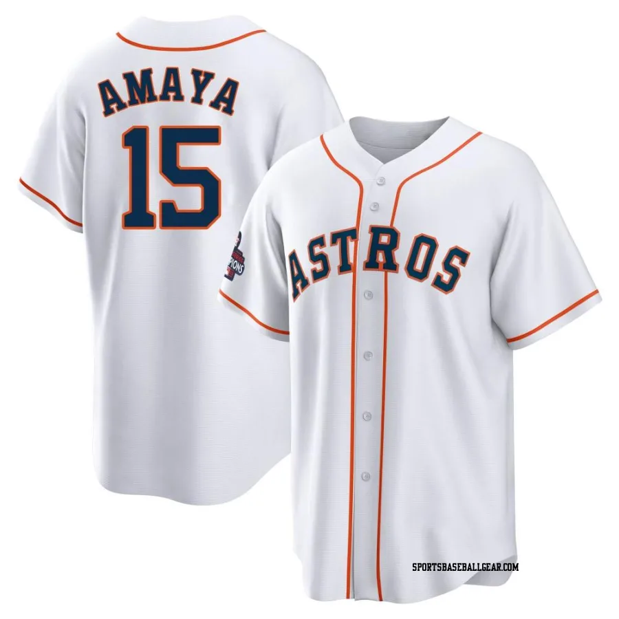 Jacob Amaya Men's Houston Astros White Replica 2022 World Series Champions Home Jersey