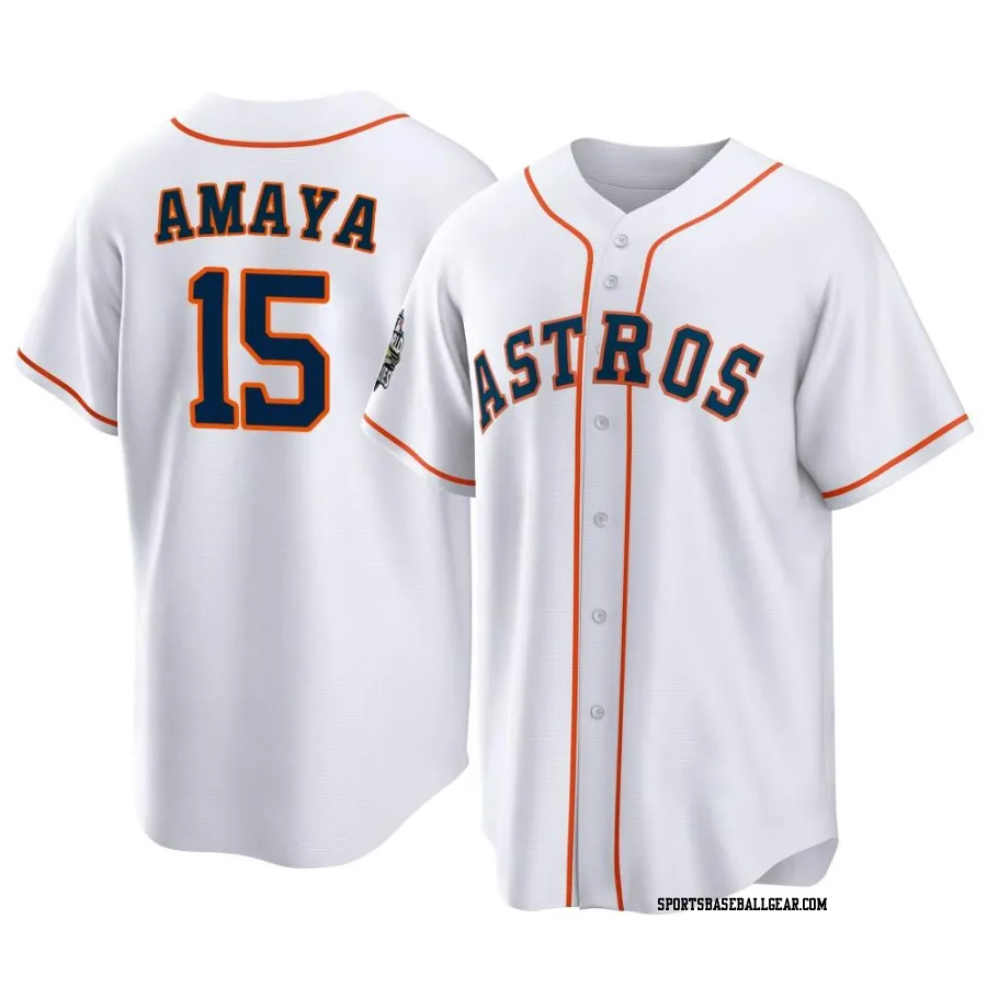 Jacob Amaya Men's Houston Astros White Replica 2022 World Series Home Jersey