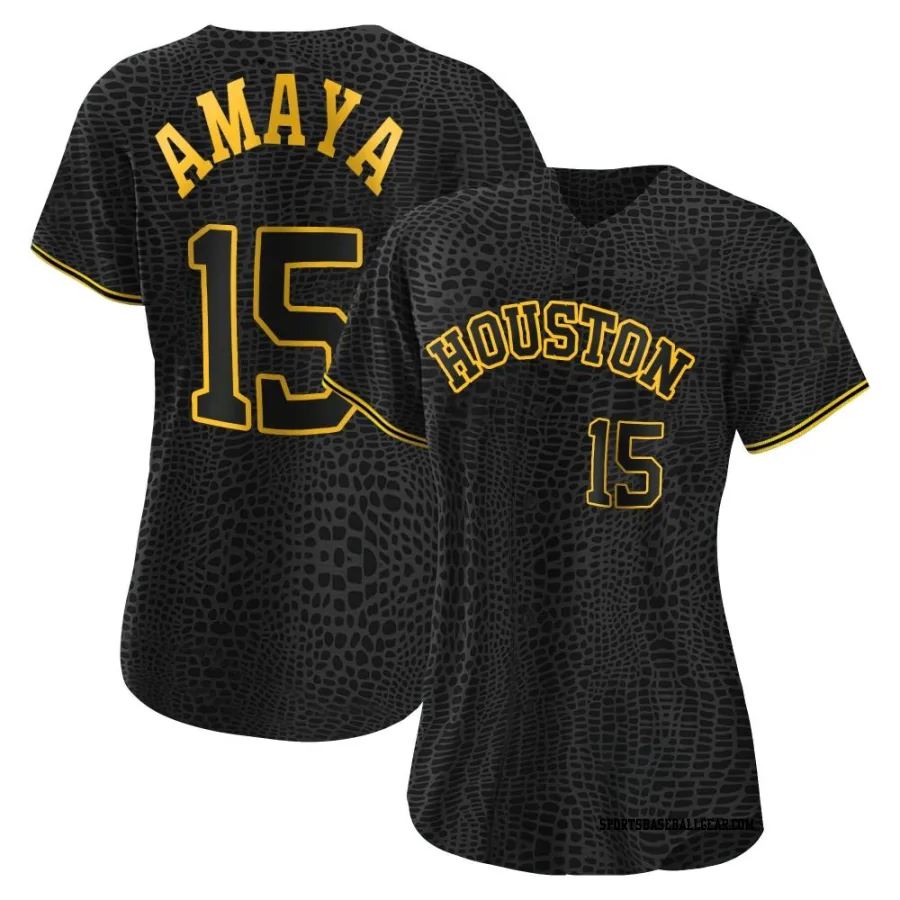 Jacob Amaya Women's Houston Astros Black Authentic Snake Skin City Jersey