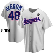 Jacob deGrom Men's Texas Rangers White Replica Home Cooperstown Collection 2023 World Series Jersey