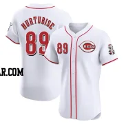 Jacob Hurtubise Men's Cincinnati Reds White Elite Home Patch Jersey