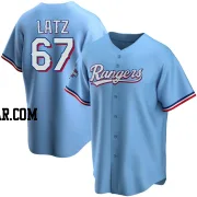 Jacob Latz Men's Texas Rangers Light Blue Replica Alternate 2023 World Series Champions Jersey