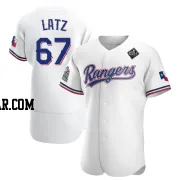 Jacob Latz Men's Texas Rangers White Authentic Home 2023 World Series Jersey