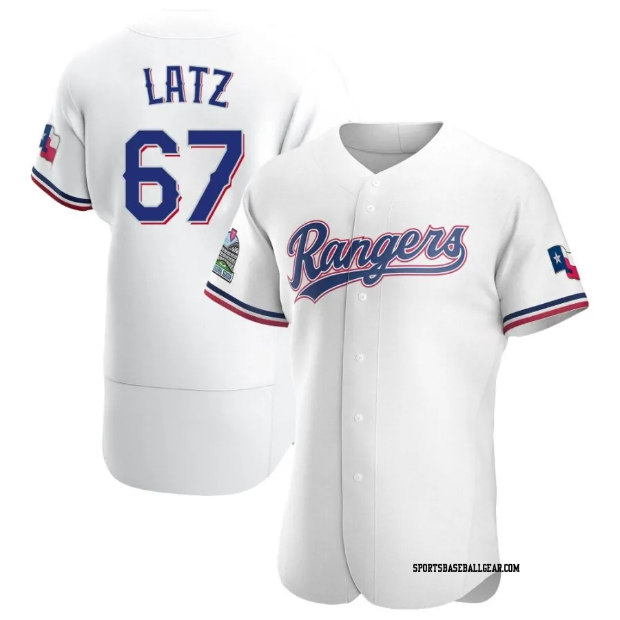 Jacob Latz Men's Texas Rangers White Authentic Home Jersey