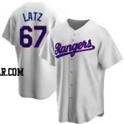 Jacob Latz Men's Texas Rangers White Replica Home Cooperstown Collection Jersey