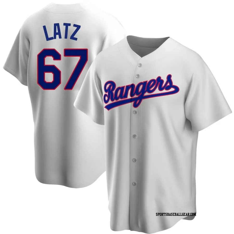 Jacob Latz Men's Texas Rangers White Replica Home Cooperstown Collection Jersey